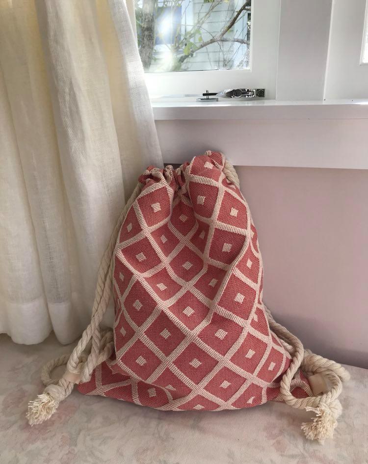 Vintage upholstery with pink silk back - $45