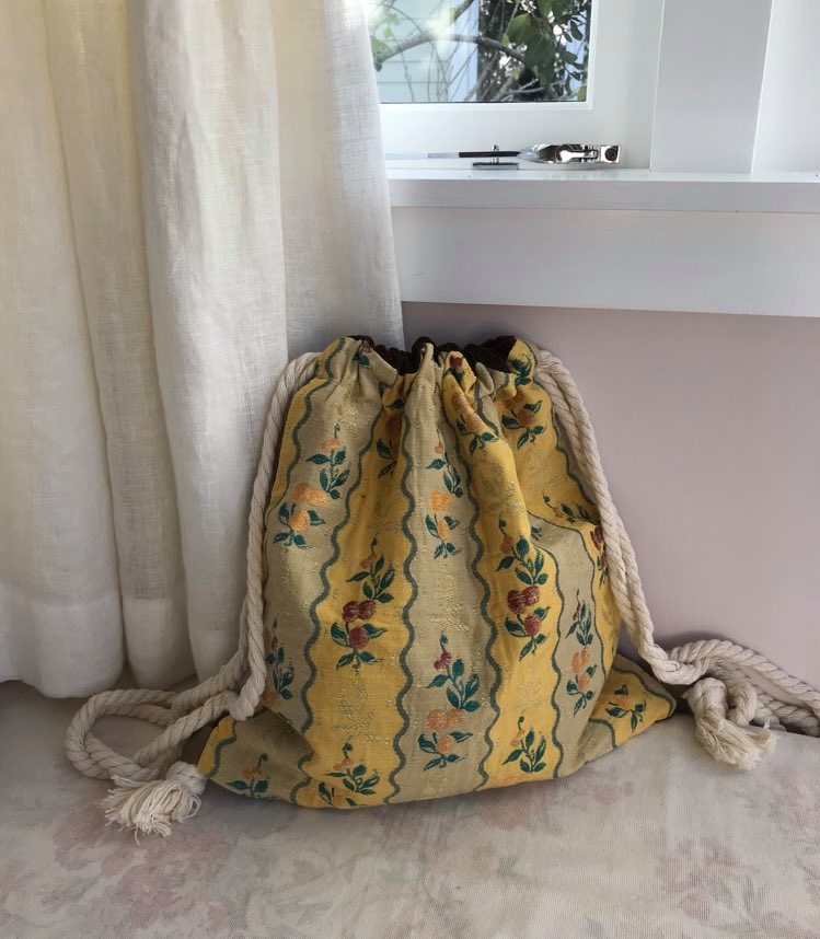 Yellow floral upholstery with brown velvet back - $45 SOLD