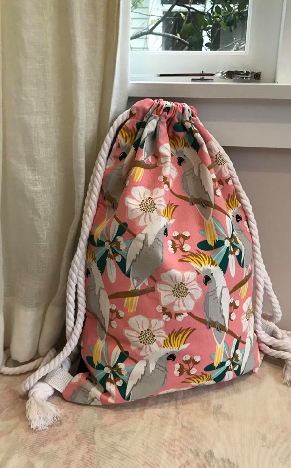 Cotton drill pink parrots- $39