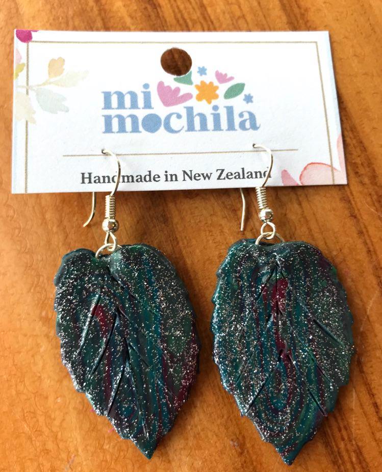 Green glitter leaves (4cm long) $15